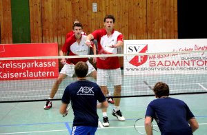 SV Fischbach vs. 1. BC Bischmisheim: Till Felsner und Julian Degiuli im Herrendoppel Badminton Budnesliga